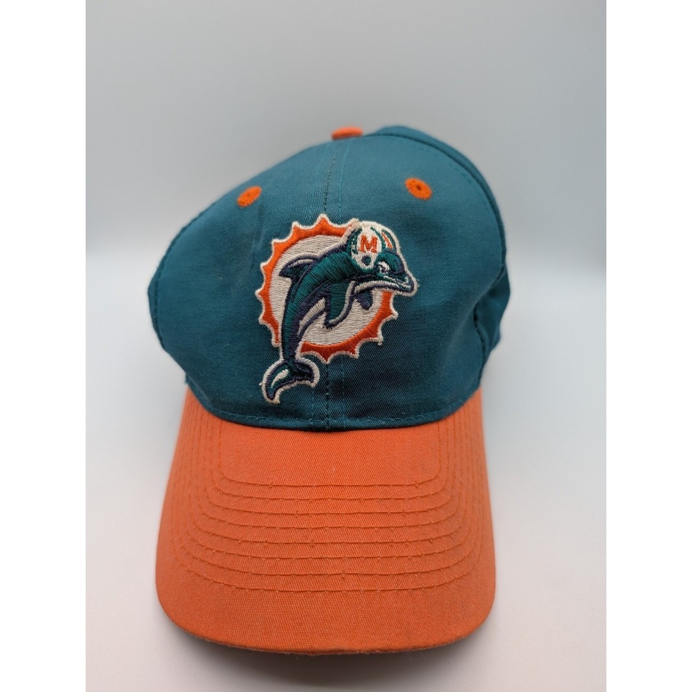 90's Miami Dolphins Team NFL‎ Strapback Cap Hat Logo 7 Teal Logo Vintage